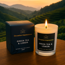 Load image into Gallery viewer, Green Tea & Lemon Triple Scented Natural Soy Candle
