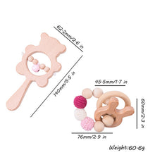 Load image into Gallery viewer, Baby Beechwood Teether Rattle and Animal Ring Set