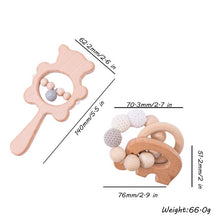 Load image into Gallery viewer, Baby Beechwood Teether Rattle and Animal Ring Set