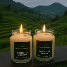 Load image into Gallery viewer, Green Tea &amp; Lemon Triple Scented Natural Soy Candle
