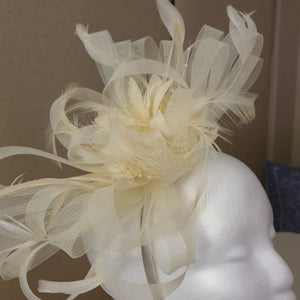 Beige Net Fascinator