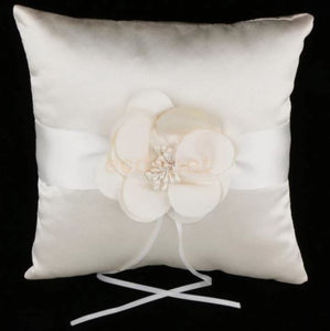 Flower Girl Chic Champagne Satin Basket with Matching Ring Pillow