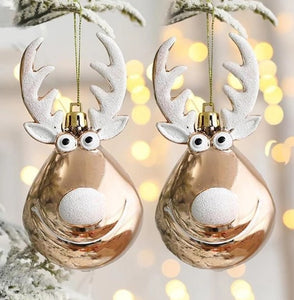 2pcs Gold Elk Christmas Tree Ornaments