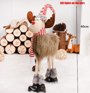 40CM Christmas Shaggy Brown Elk with LED Lights on his Ears