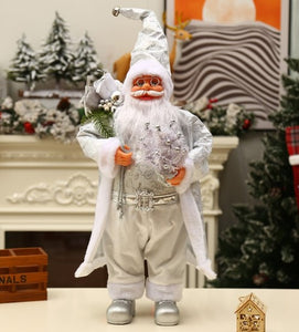 60cm White & Silver Santa