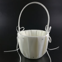 Load image into Gallery viewer, Flower Girl Basket with Delicate Diamantes &amp; Ribbons with Matching Ring Pillow
