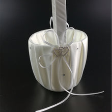 Load image into Gallery viewer, Flower Girl Basket with Delicate Diamantes &amp; Ribbons with Matching Ring Pillow
