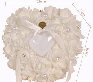 Elegant Floral Heart-Shape Ring Pillow