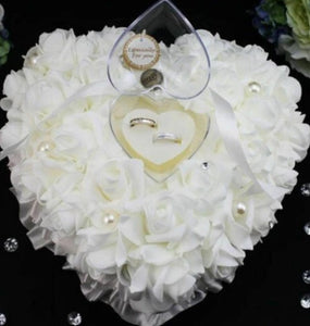 Elegant Floral Heart-Shape Ring Pillow