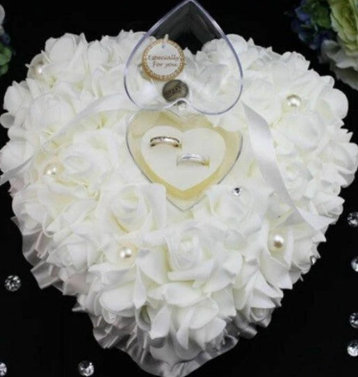 Elegant Floral Heart-Shape Ring Pillow